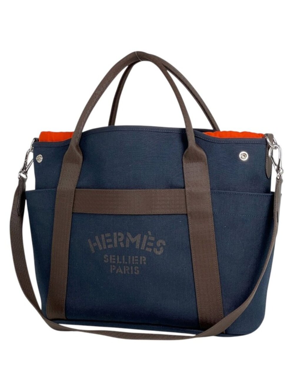 Hermes Sac de Panthere Gloom Tote Bag 2-Way Canvas Navy